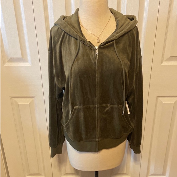 GAP Jackets & Blazers - NWT Green Velour hooded sweatshirt size s